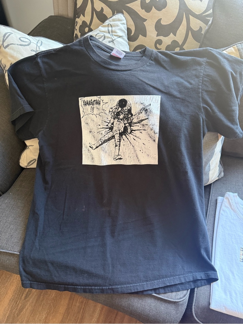 Supreme Black Short Sleeve Tee with White Manga Panel